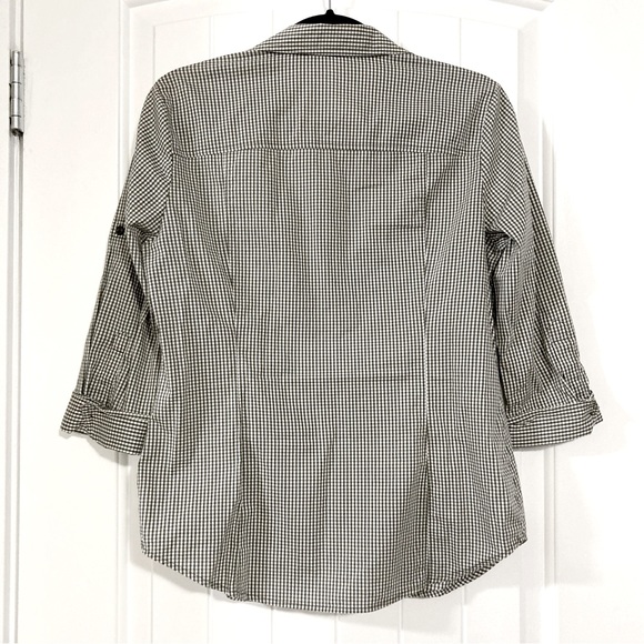 DENVER HAYES Sage grey white gingham roll tab shirt ~ MEDIUM camp outdoor top - Picture 14 of 14